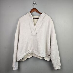 LUNYA Double Faced Restore Hoodie Magnet 3/4 Closure Cream Womens Size L/XL Cozy
